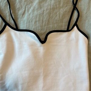 Abercrombie & Fitch White Cropped Tank Top with Black Trim